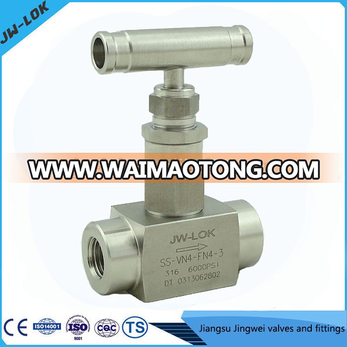 High pressure stainless steel flow control needle valve